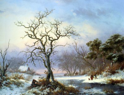 Takjesverzamelaars in een winterlandschap door Fredrik Marinus Kruseman